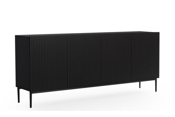 Comodă Nicole 200 cm - negru mat / picioare negre