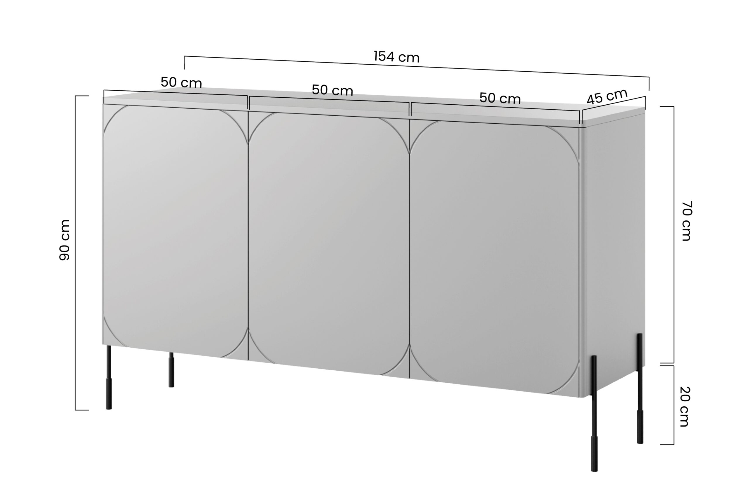 Comodă cu trei uși Sonatia 150 cm - cașmir - imagine 2