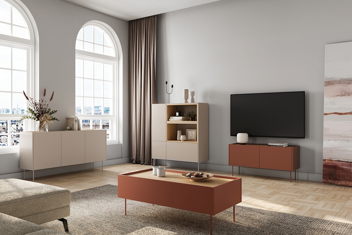 Comodă cu trei uși și patru sertare Design 170 3U4S - cașmir / stejar Nagano - imagine 2
