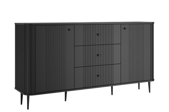 Comoda cu sertare Versper 160 cm - negru / negru Picioare