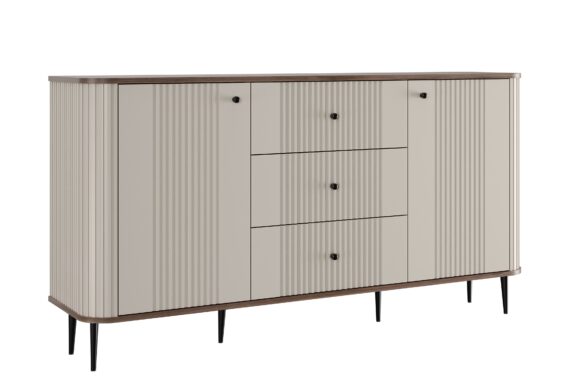 Comoda cu sertare Versper 160 cm - cașmir / nuc / negru Picioare