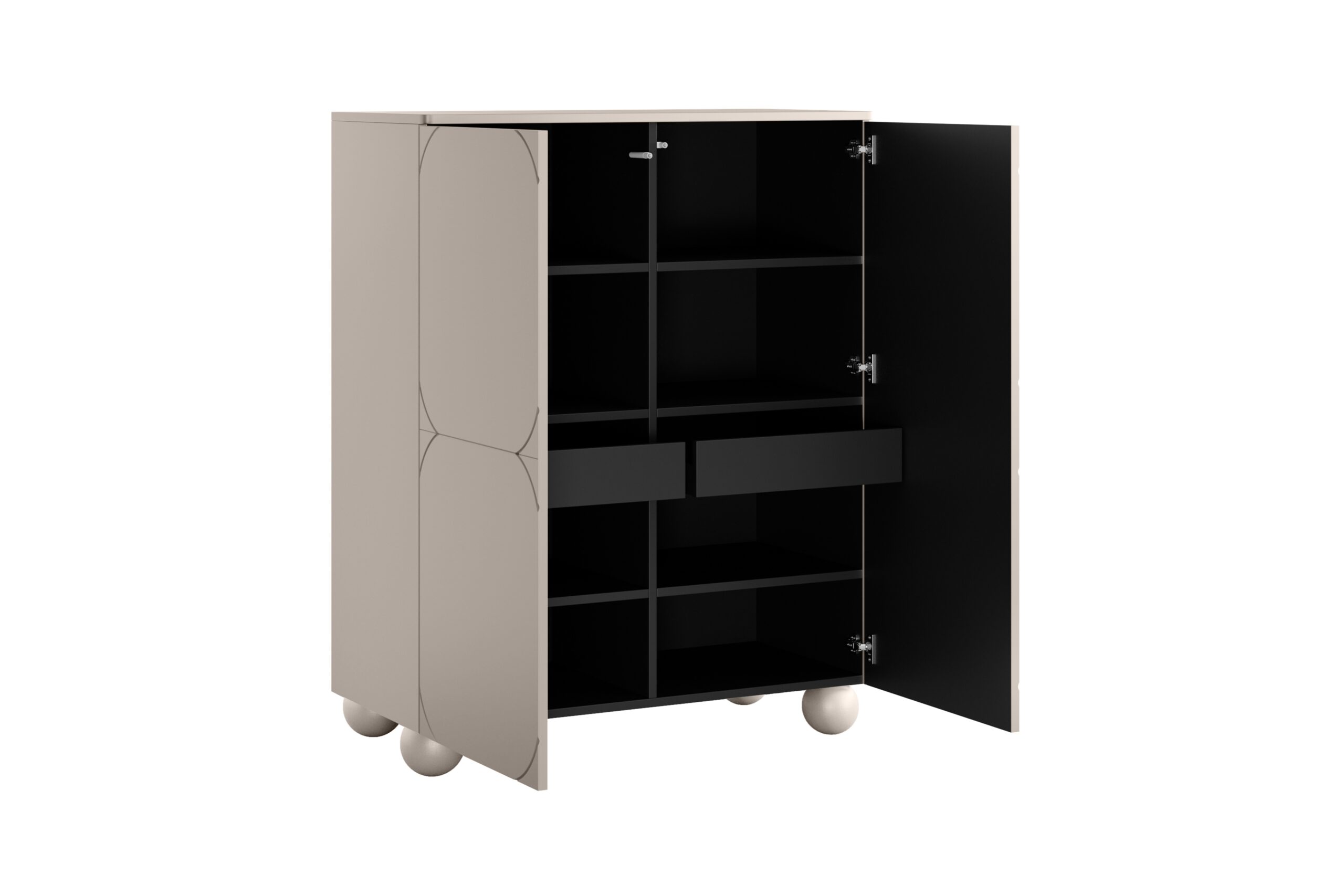 Dulap Sonatia II 120 cm cu două uși și două sertare ascunse - cașmir - imagine 4