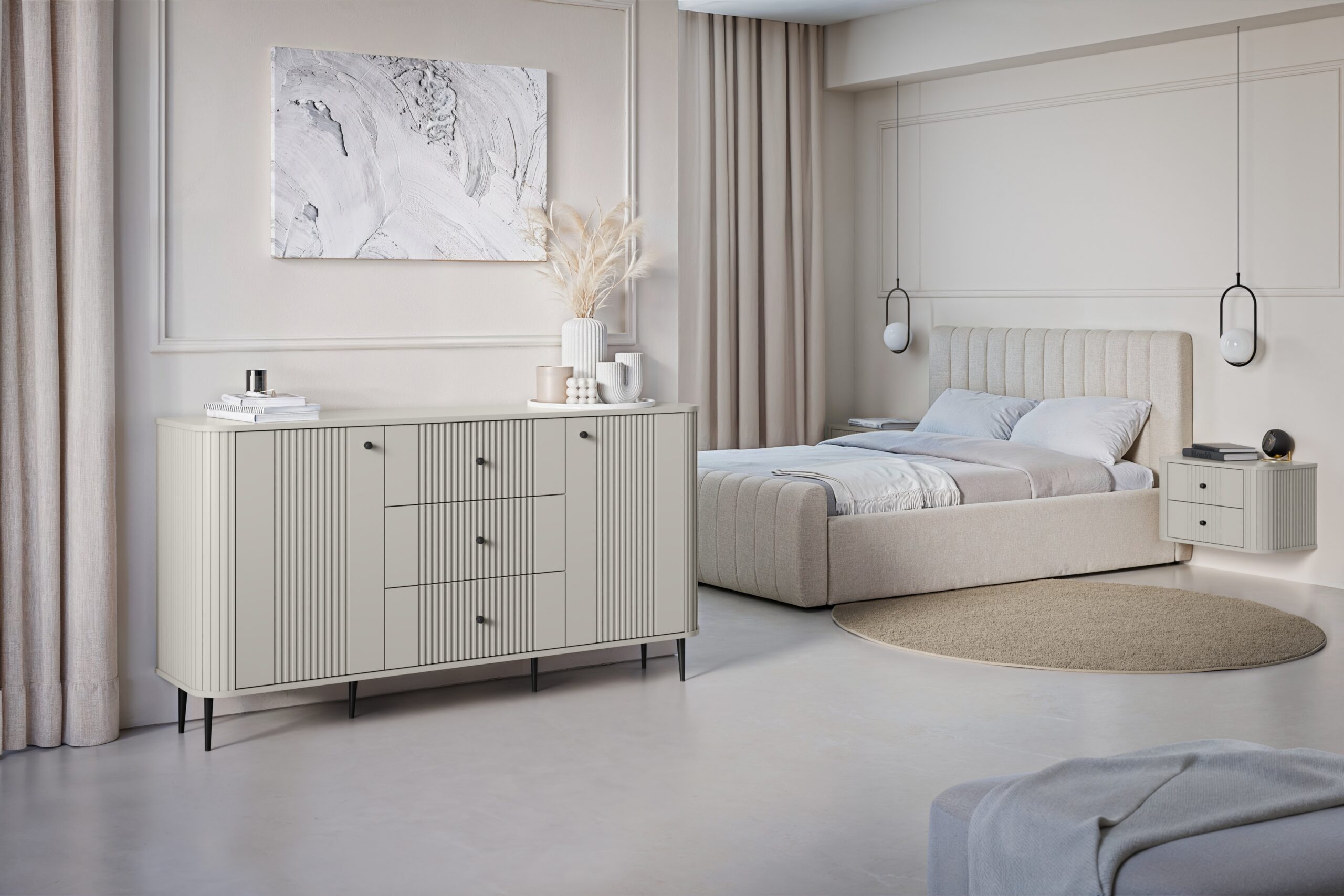 Comoda cu sertare Versper 160 cm - cașmir / negru Picioare - imagine 3