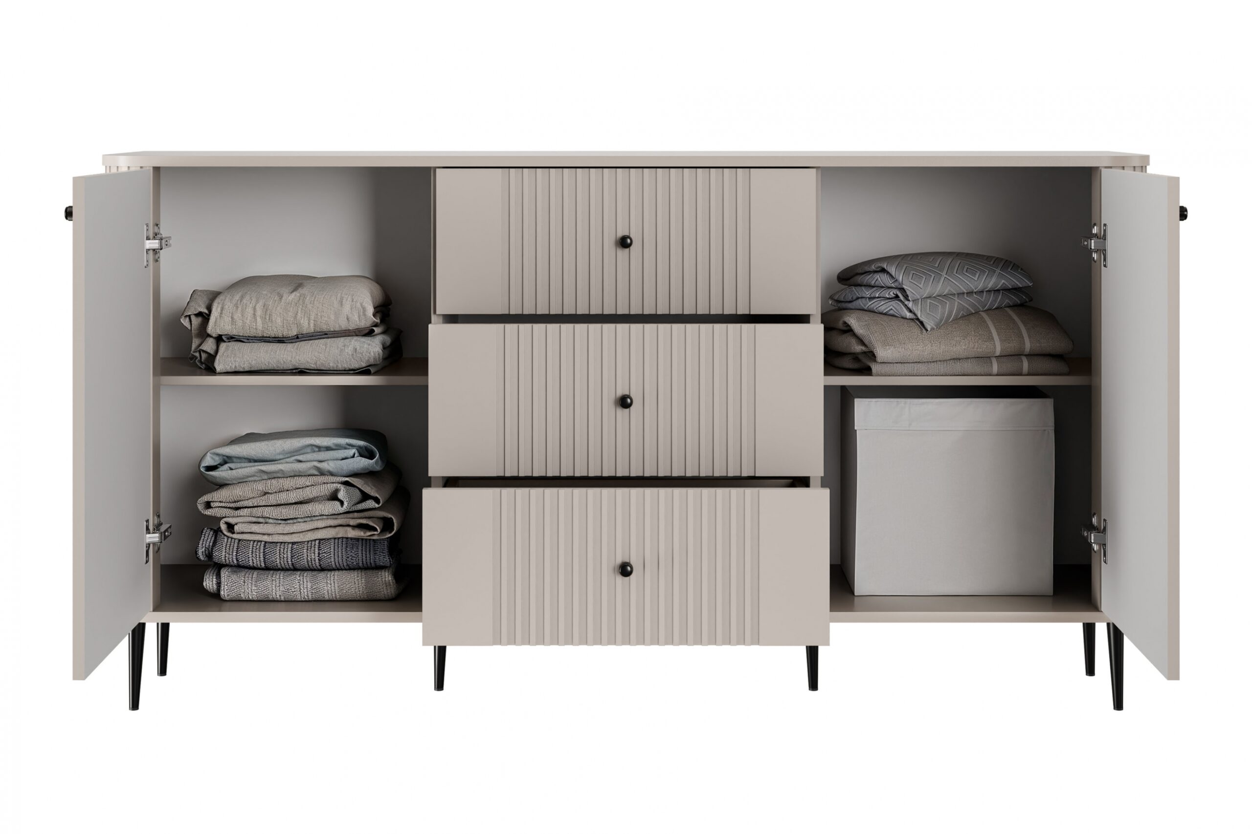 Comoda cu sertare Versper 160 cm - cașmir / negru Picioare - imagine 6