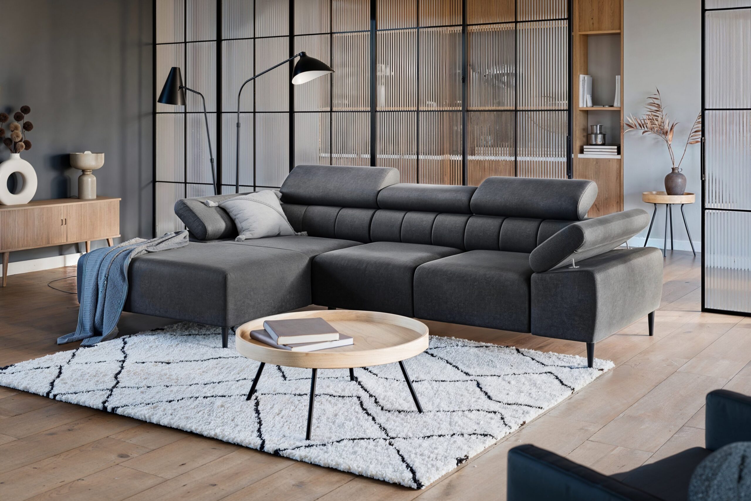 Canapea pe partea stângă Taloria Mini - Zetta 305, Picioare negru - imagine 3