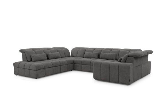 Canapea Magnelio U cu scaun extensibil electric și funcție de dormit stânga - gri boucle Catch Me 25
