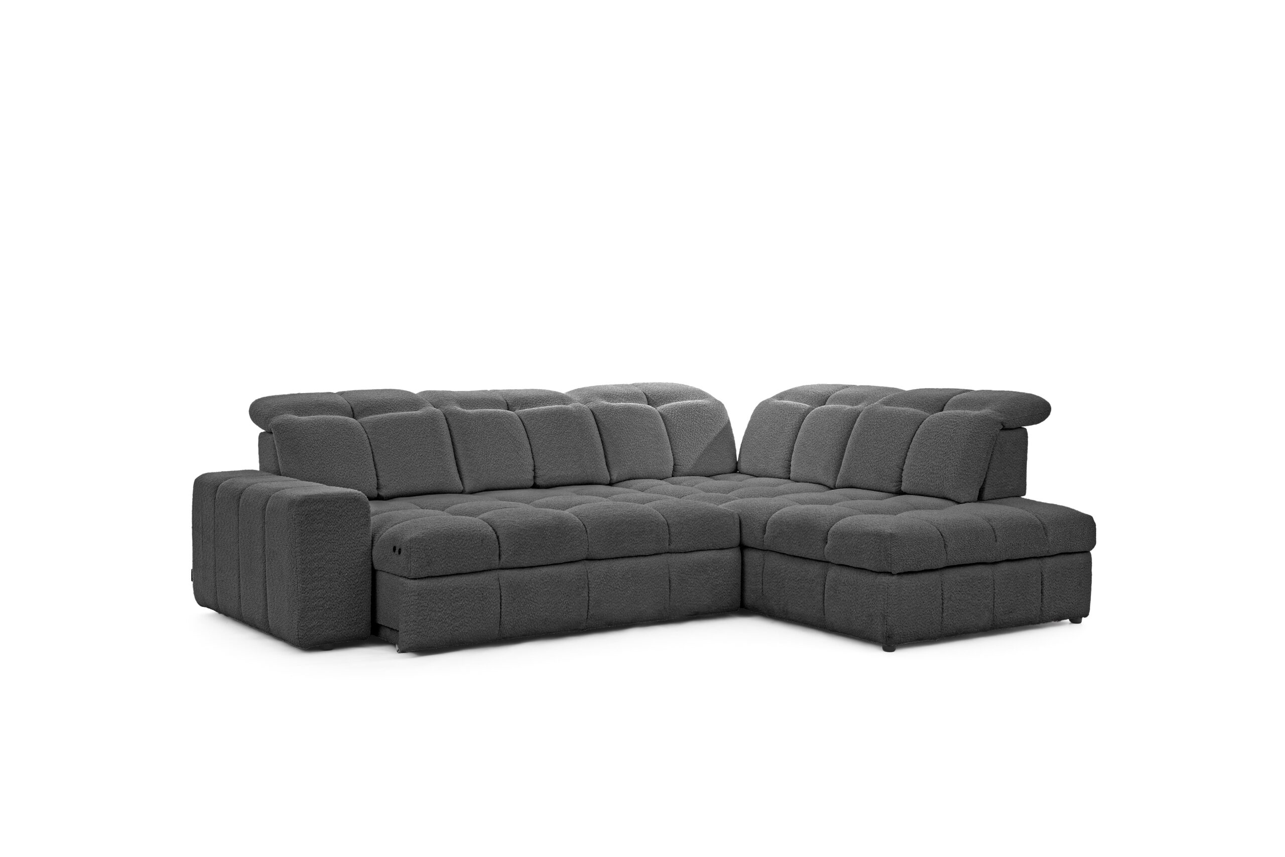 Canapea Magnelio L pe partea dreaptă decomposită cu scaun electric extensibil - gri boucle Catch me 25 - imagine 2