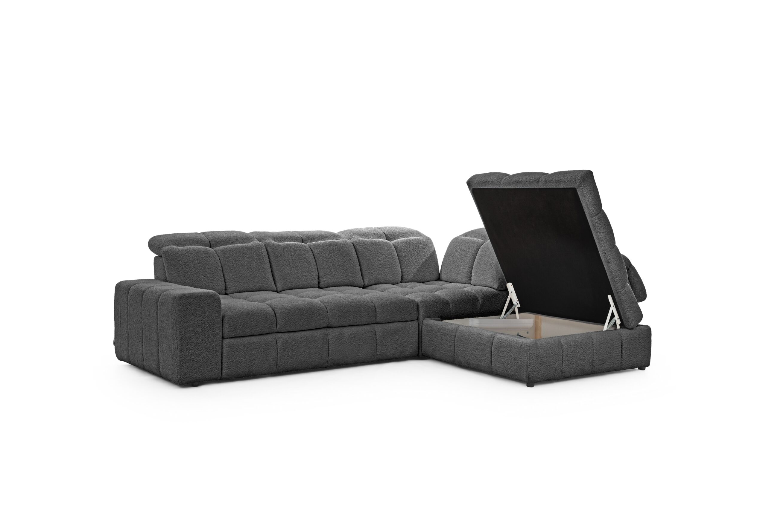 Canapea Magnelio L pe partea dreaptă decomposită cu scaun electric extensibil - gri boucle Catch me 25 - imagine 3
