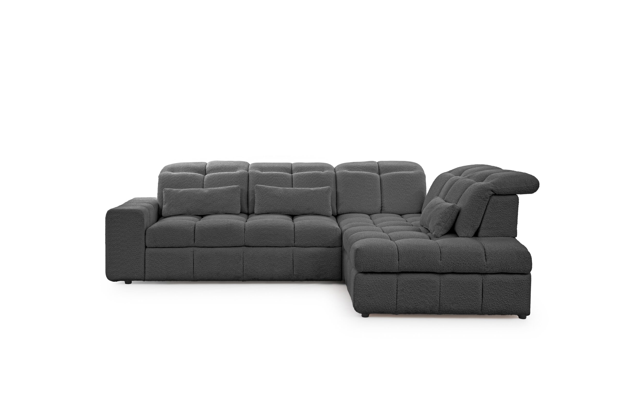 Canapea Magnelio L pe partea dreaptă decomposită cu scaun electric extensibil - gri boucle Catch me 25 - imagine 5