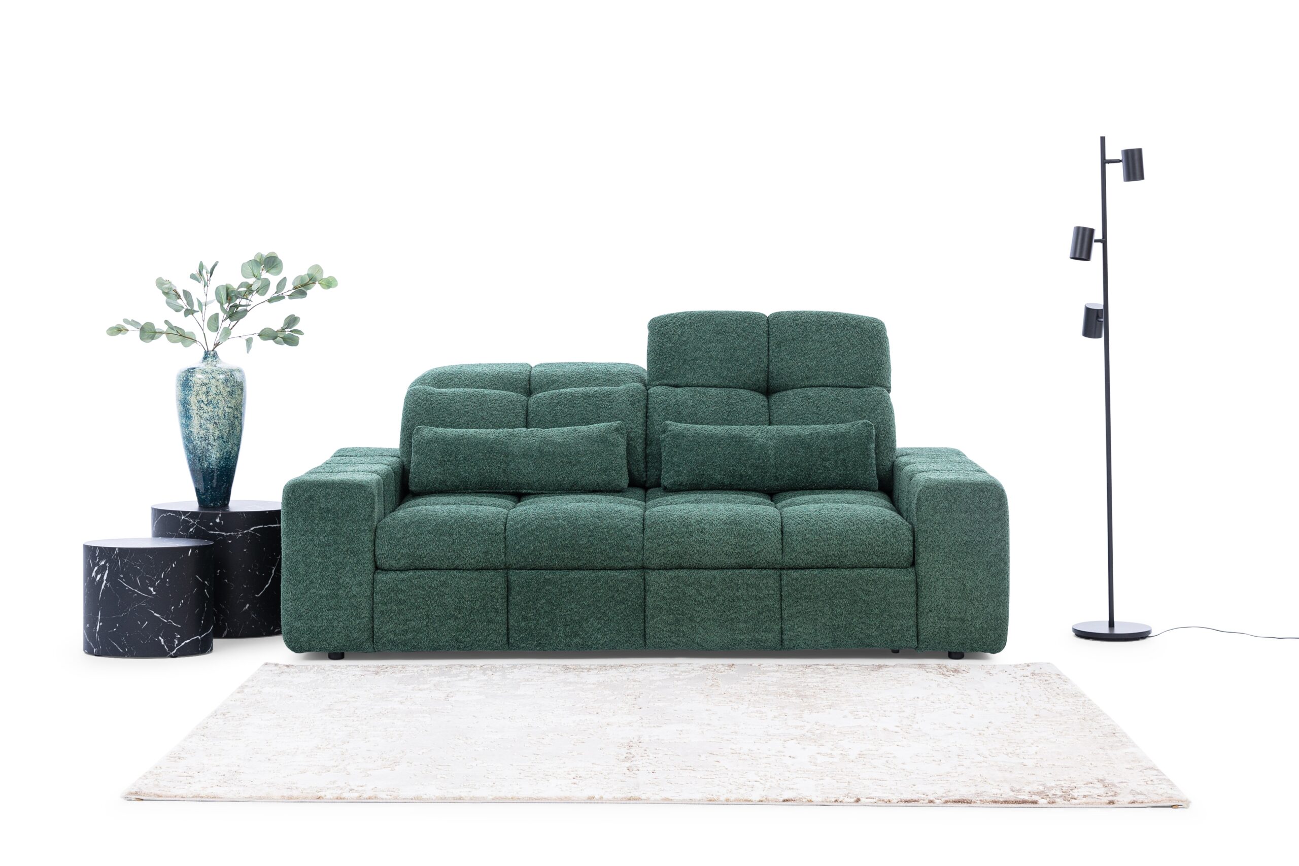 Canapea Magnelio III cu trei locuri cu scaun extensibil electric - boucel verde Catch Me 10 - imagine 3