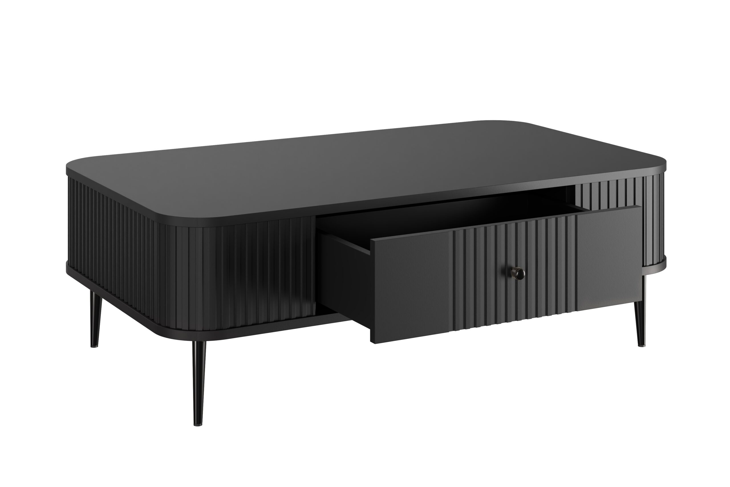 Masă de cafea cu sertar Vesper 103x60 cm - negru / picioare negre - imagine 6