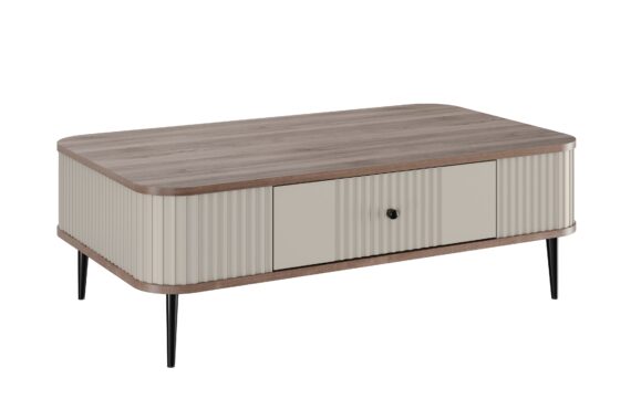 Masă de cafea cu sertar Vesper 103x60 cm - cașmir / nuc / picioare negre