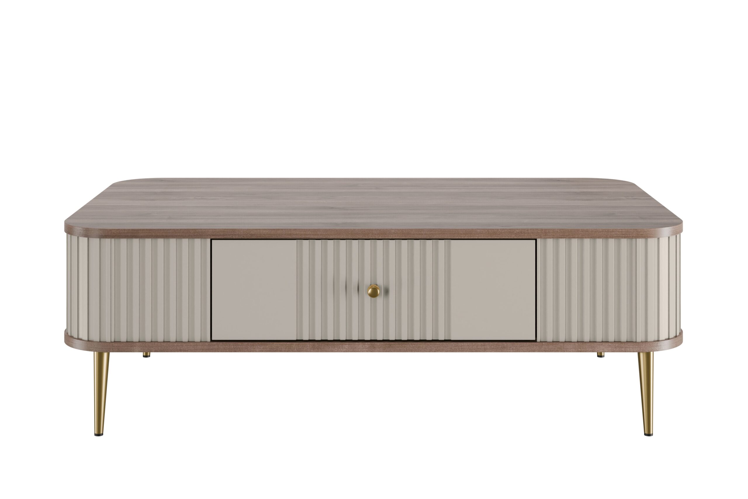 Masă de cafea cu sertar Vesper 103x60 cm - cașmir / nuc / picioare aurii - imagine 6