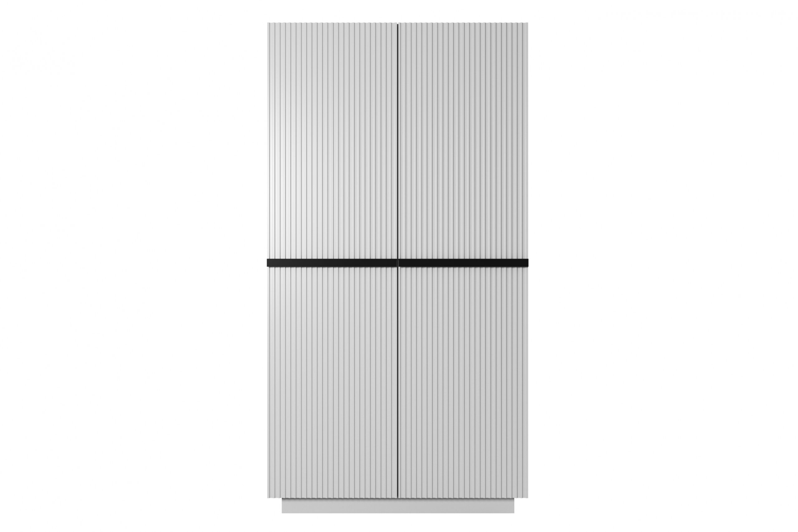 Dulap Nicole cu două uși cu sertar ascuns și mânere metalice 100 cm - alb mat / negru mânere - imagine 5