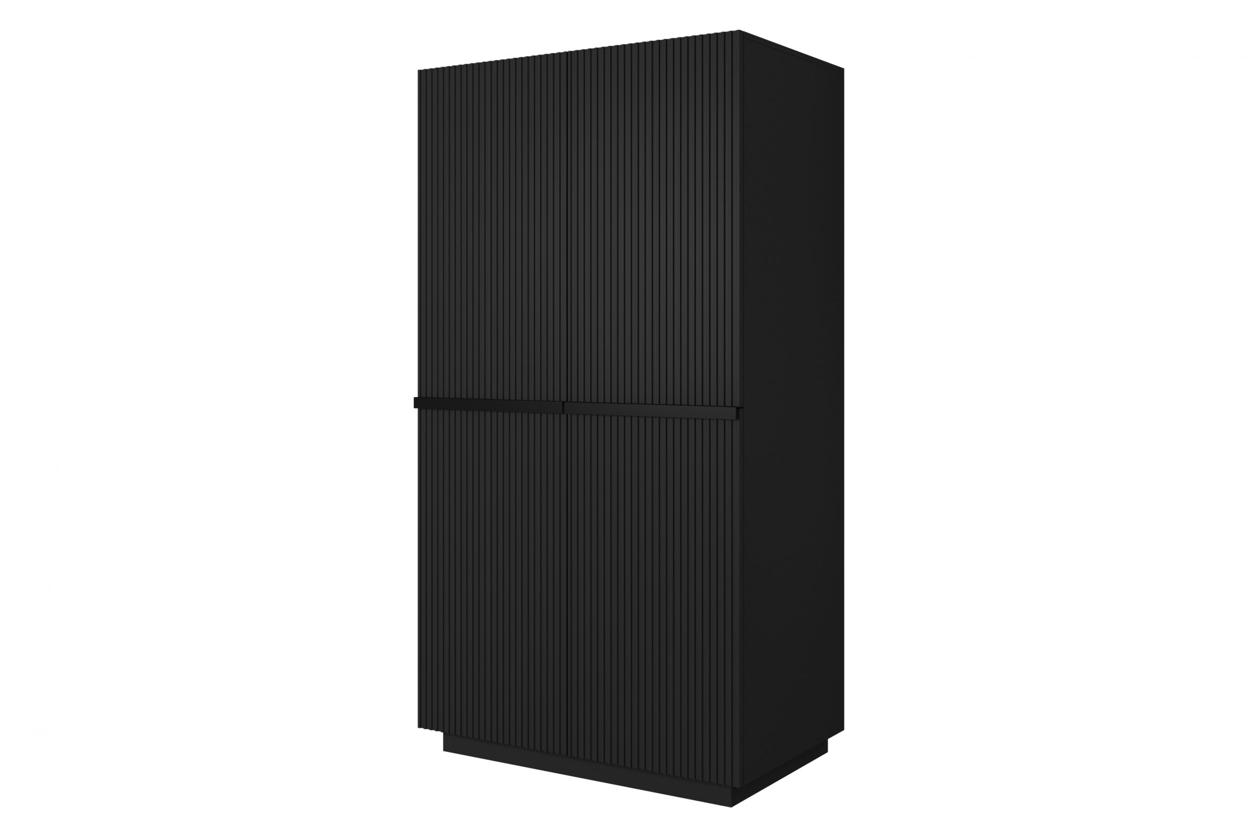 Dulap cu două uși Nicole 100 cm cu sertar ascuns și mânere metalice - negru mat / negru handles