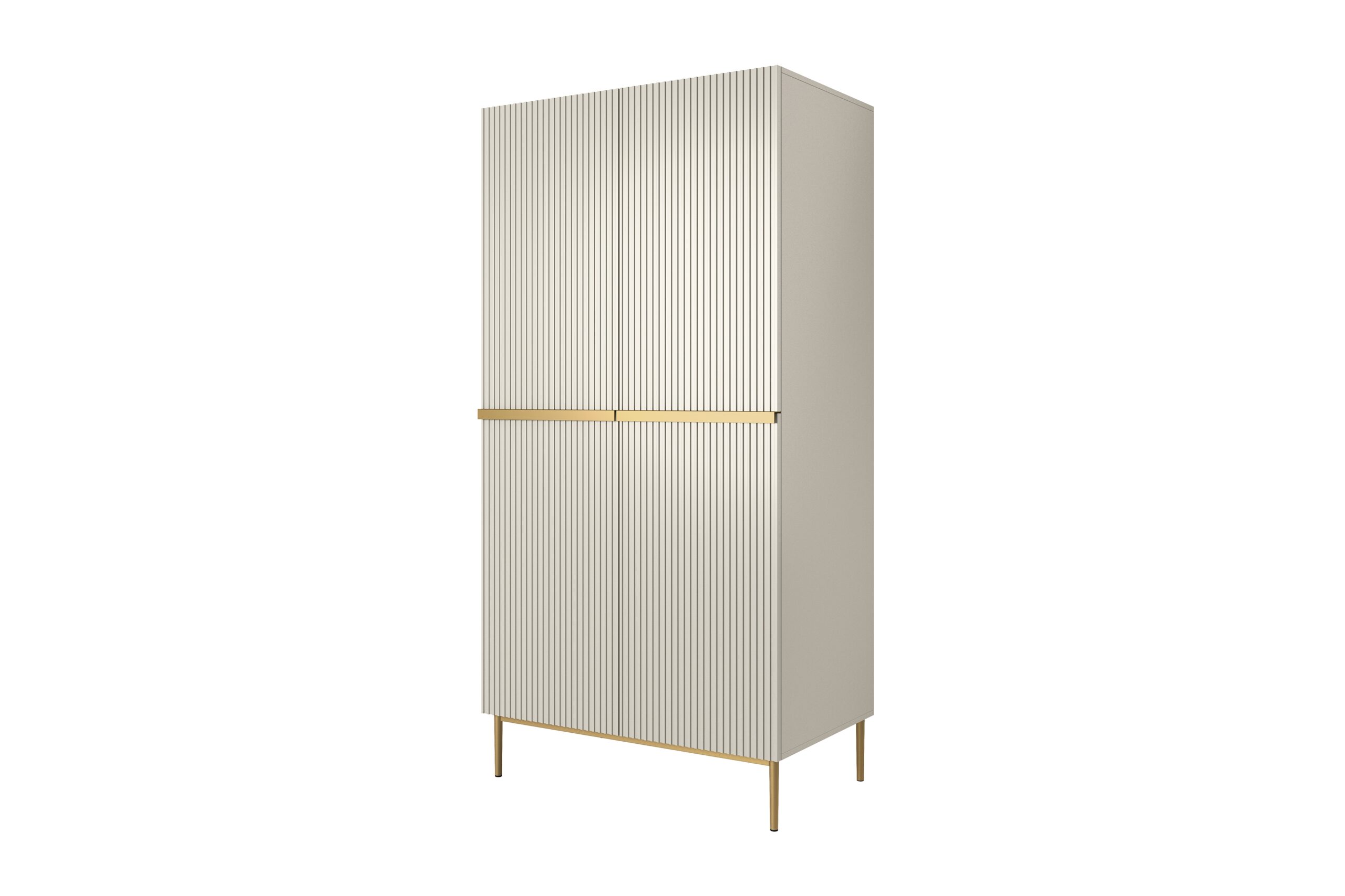 Dulap cu două uși Nicole 100 cm cu sertar ascuns și picioare metalice - cașmir / golden legs