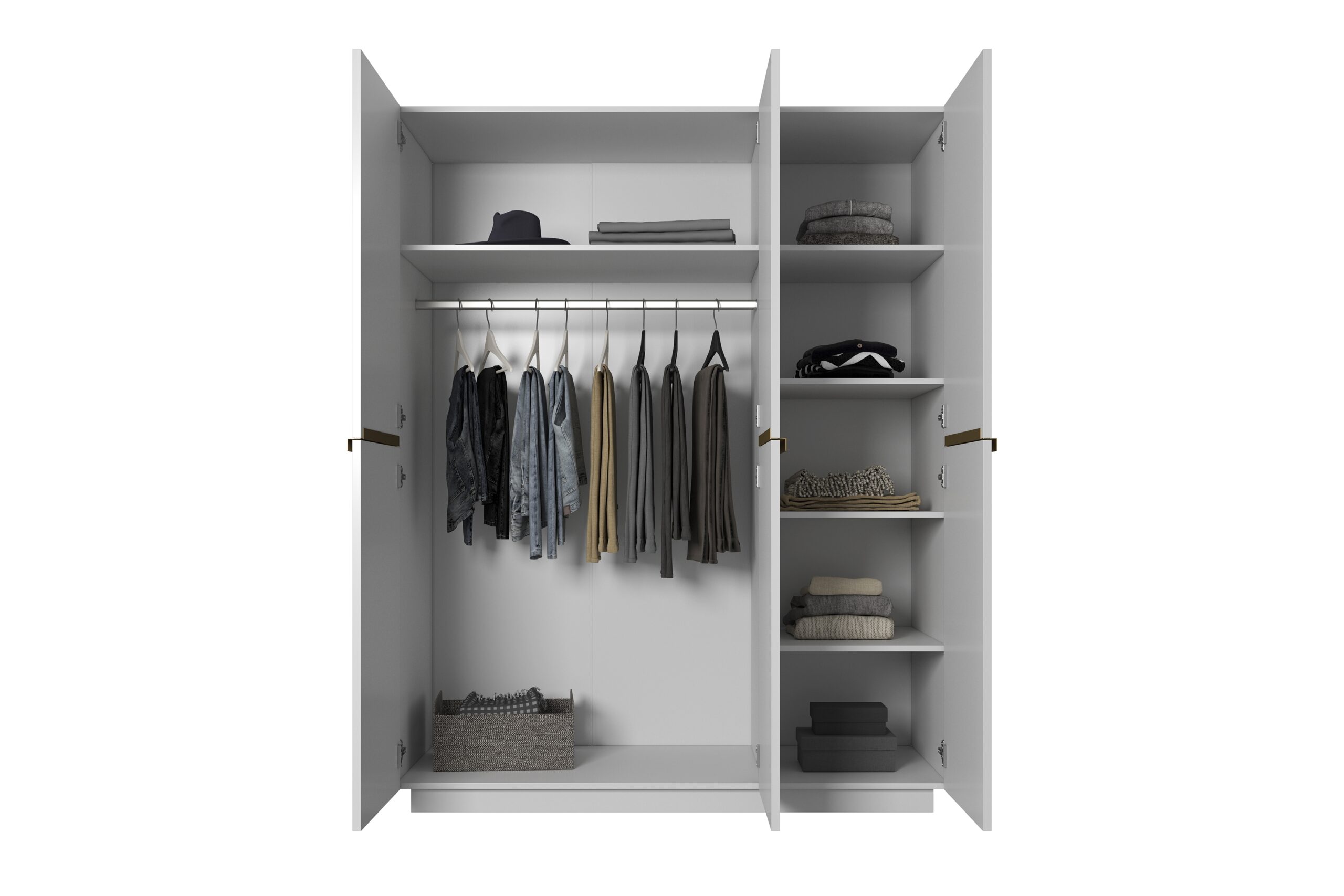 Dulap Nicole 150 cm - alb mat / mânere aurii - imagine 4
