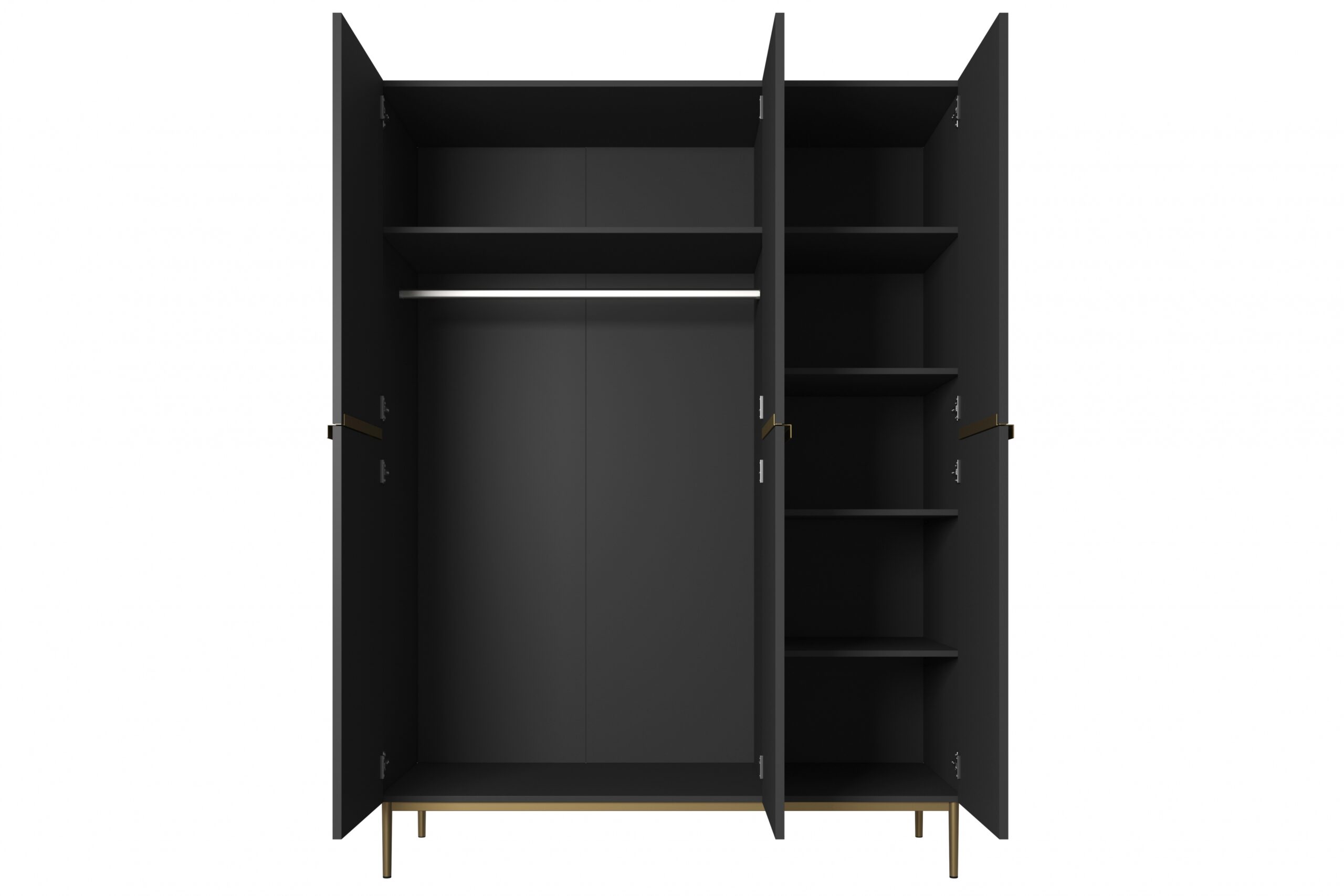 Dulap Nicole 150 cm - negru mat / picioare aurii - imagine 4