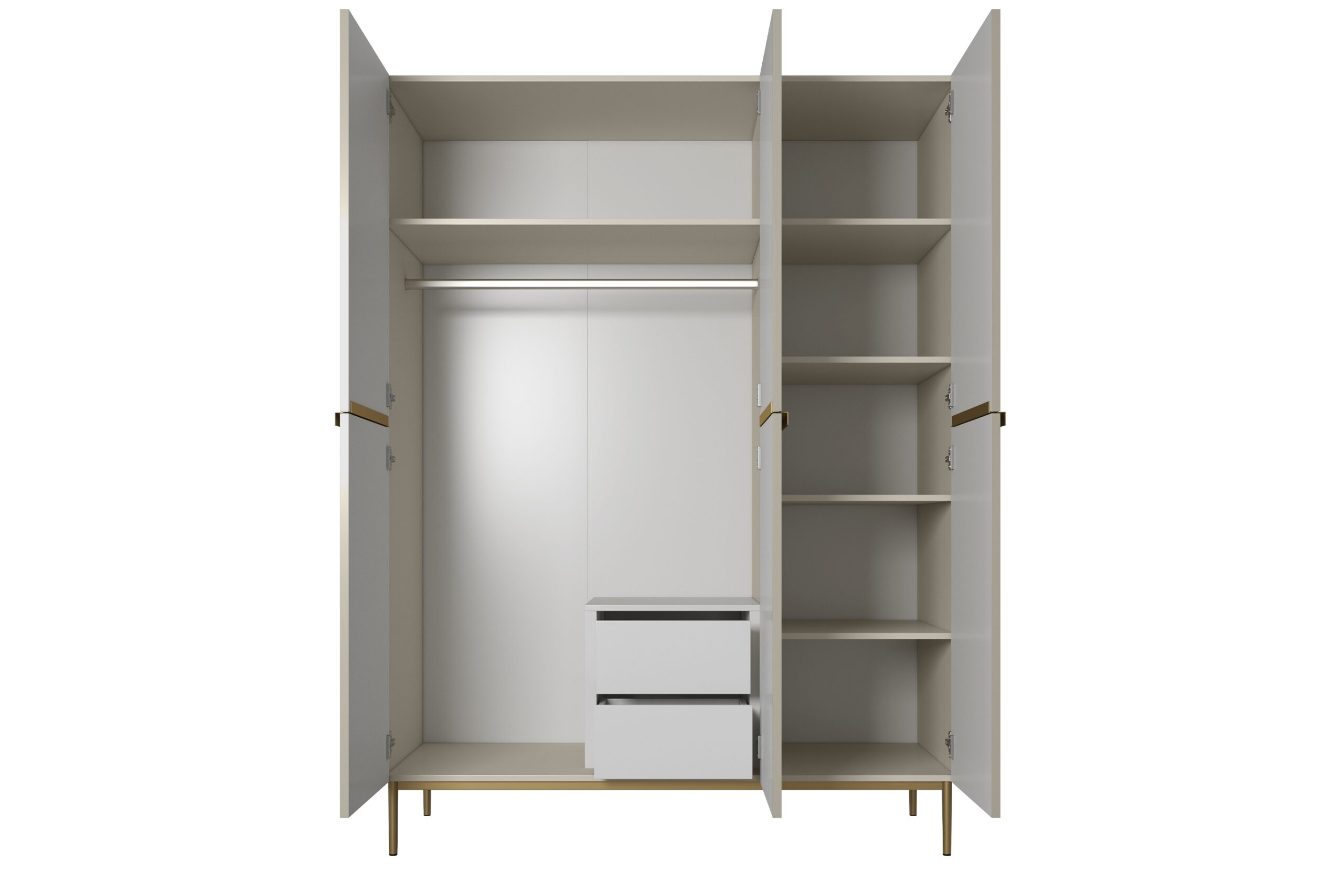Dulap Nicole 150 cm cu două sertare ascunse - cașmir / picioare aurii - imagine 5