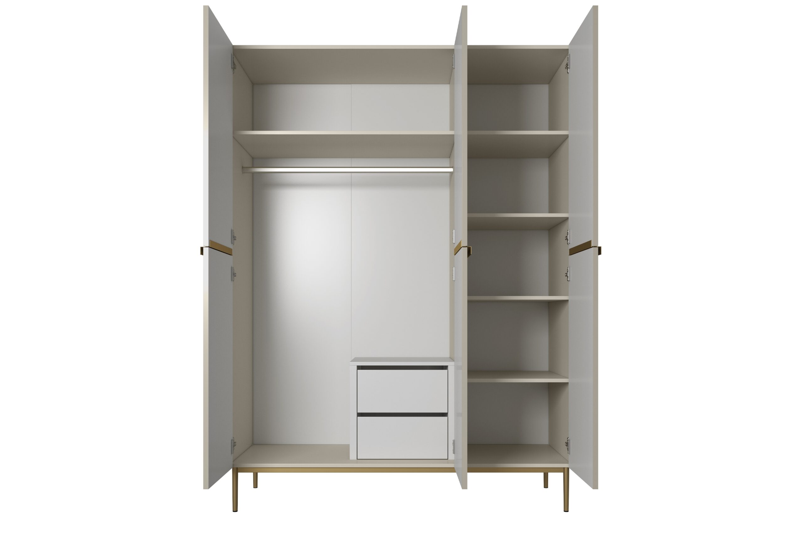 Dulap Nicole 150 cm cu două sertare ascunse - cașmir / picioare aurii - imagine 12