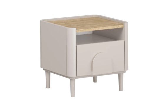 Night Stand Amilio - Cashmere / Oiled Oak / Cashmere Handles / Cashmere Legs