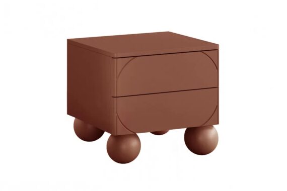 Noptieră Sonatia II 45 cm cu două sertare pe picioare tip bilă - burgundy