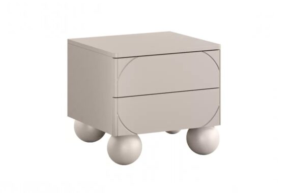 Noptieră Sonatia II 45 cm cu două sertare pe picioare tip bilă - cașmir