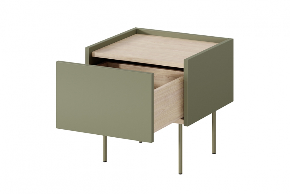 Măsuță de noptieră cu sertar Desin 45 1S - Olive / Stejar nagano - imagine 9