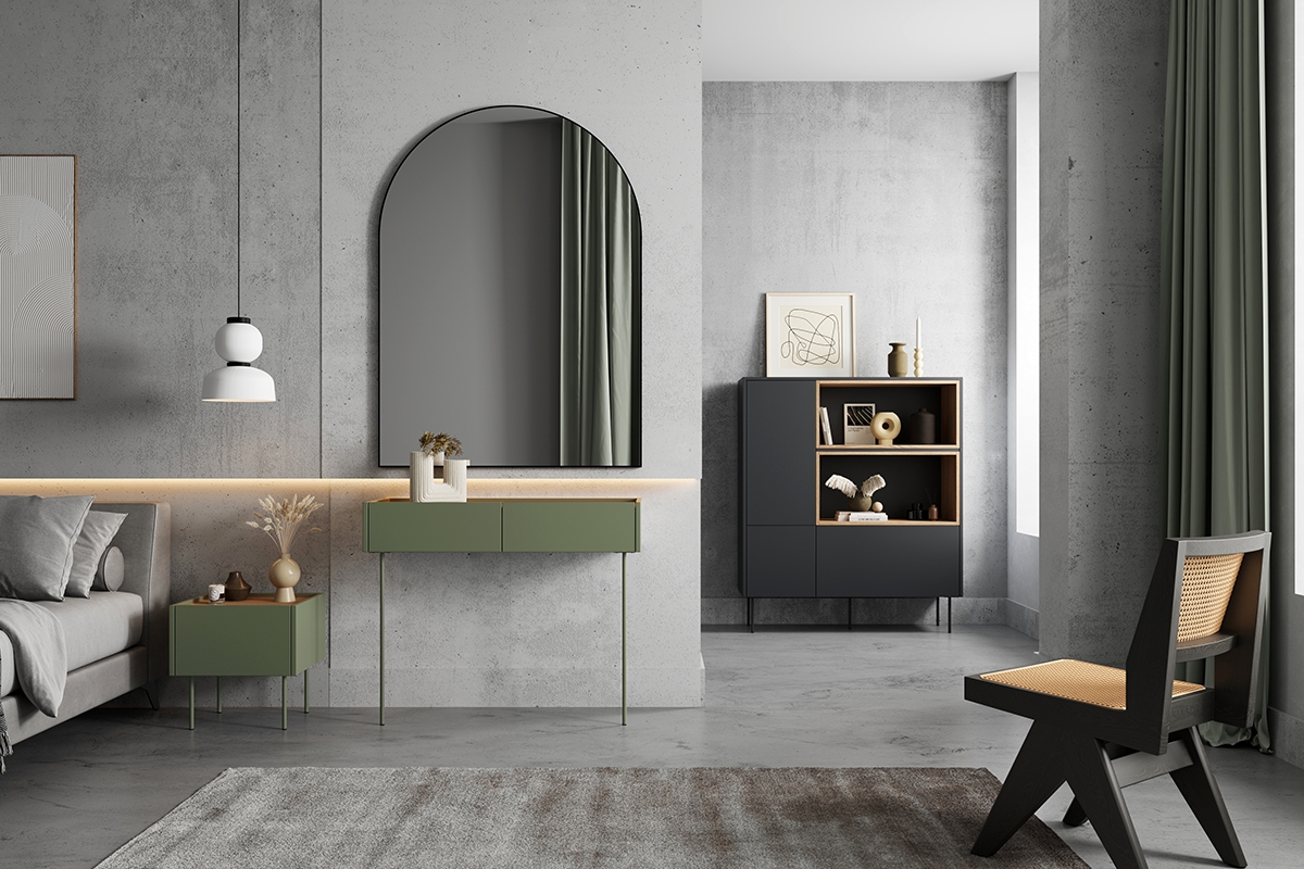 Măsuță de noptieră cu sertar Desin 45 1S - Olive / Stejar nagano - imagine 11