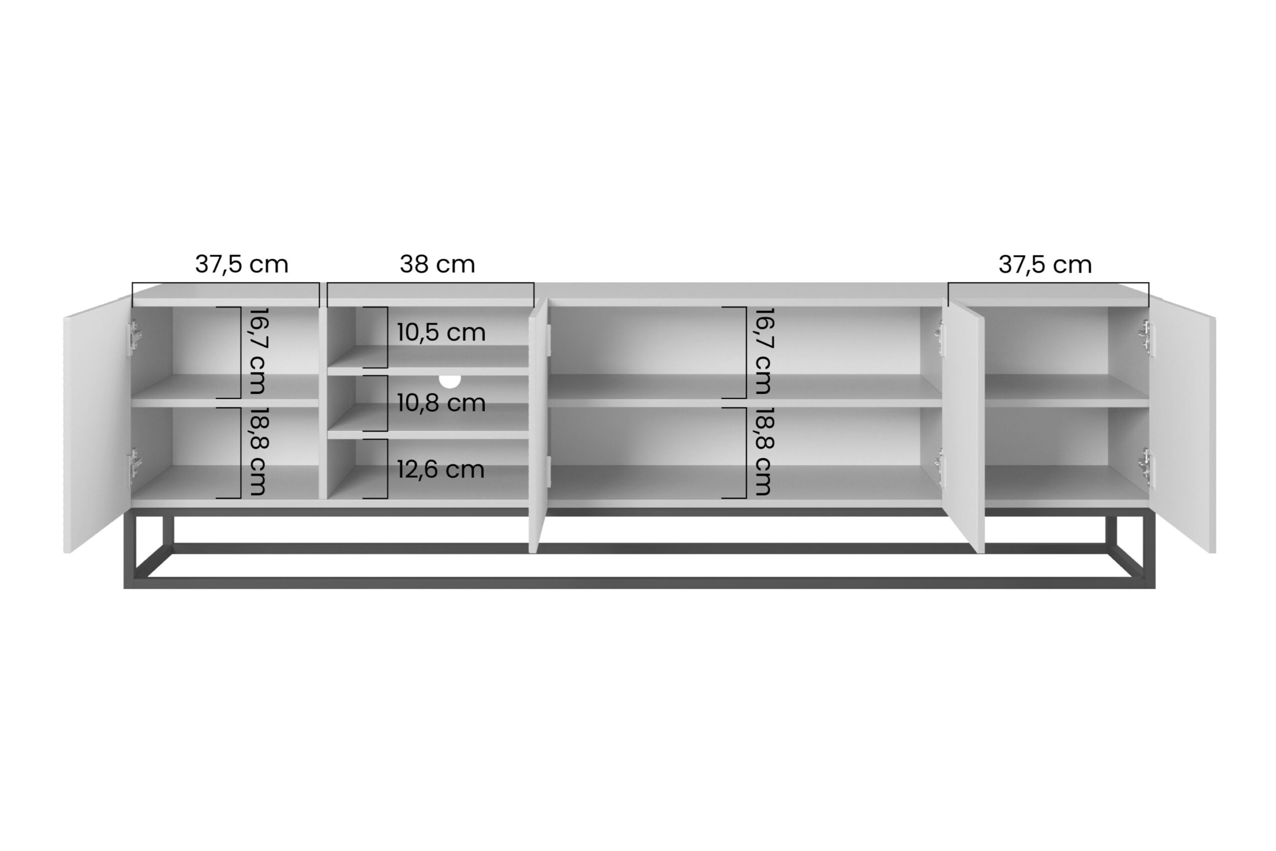 Comodă TV Asha 200 cm cu nișă pe bază de metal - artizanal / negru mat - imagine 6