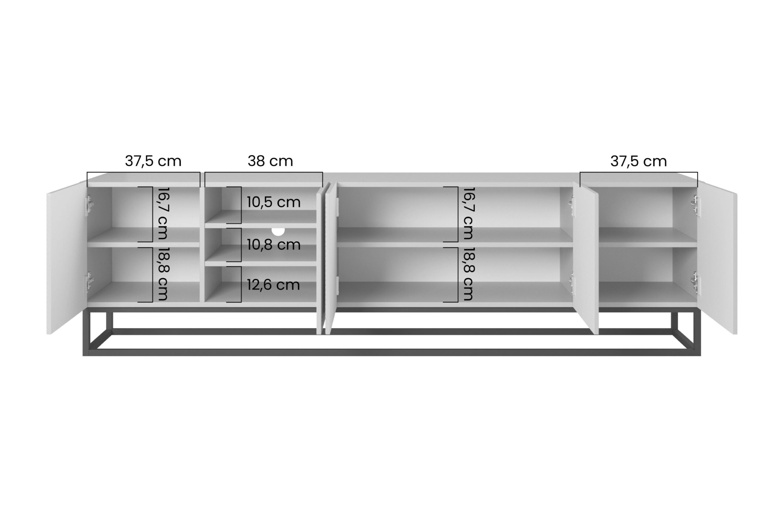 Comodă TV Asha 200 cm pe bază de metal - alb mat - imagine 6