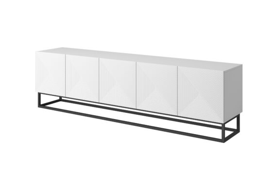 Comodă TV Asha 200 cm pe bază de metal - alb mat