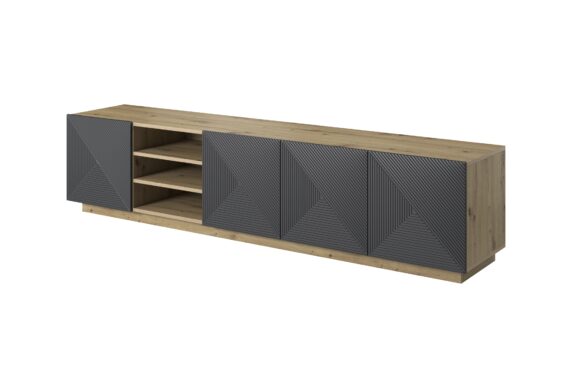 Comodă TV Asha 200 cm cu nișă - artizanal / rivier stone mat