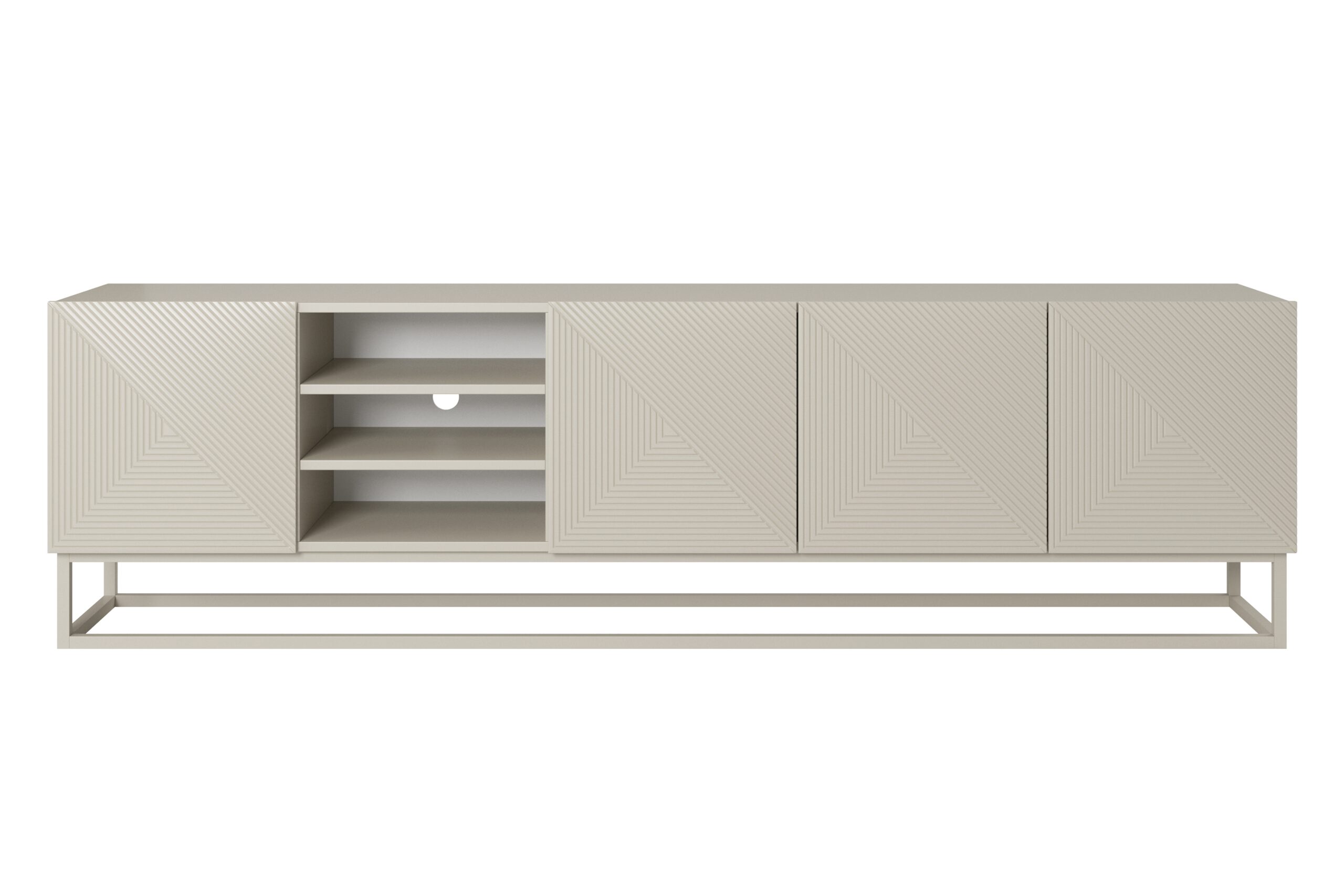 Comodă TV Asha 200 cm canelat cu nișă și cadru metalic - cașmir - imagine 2