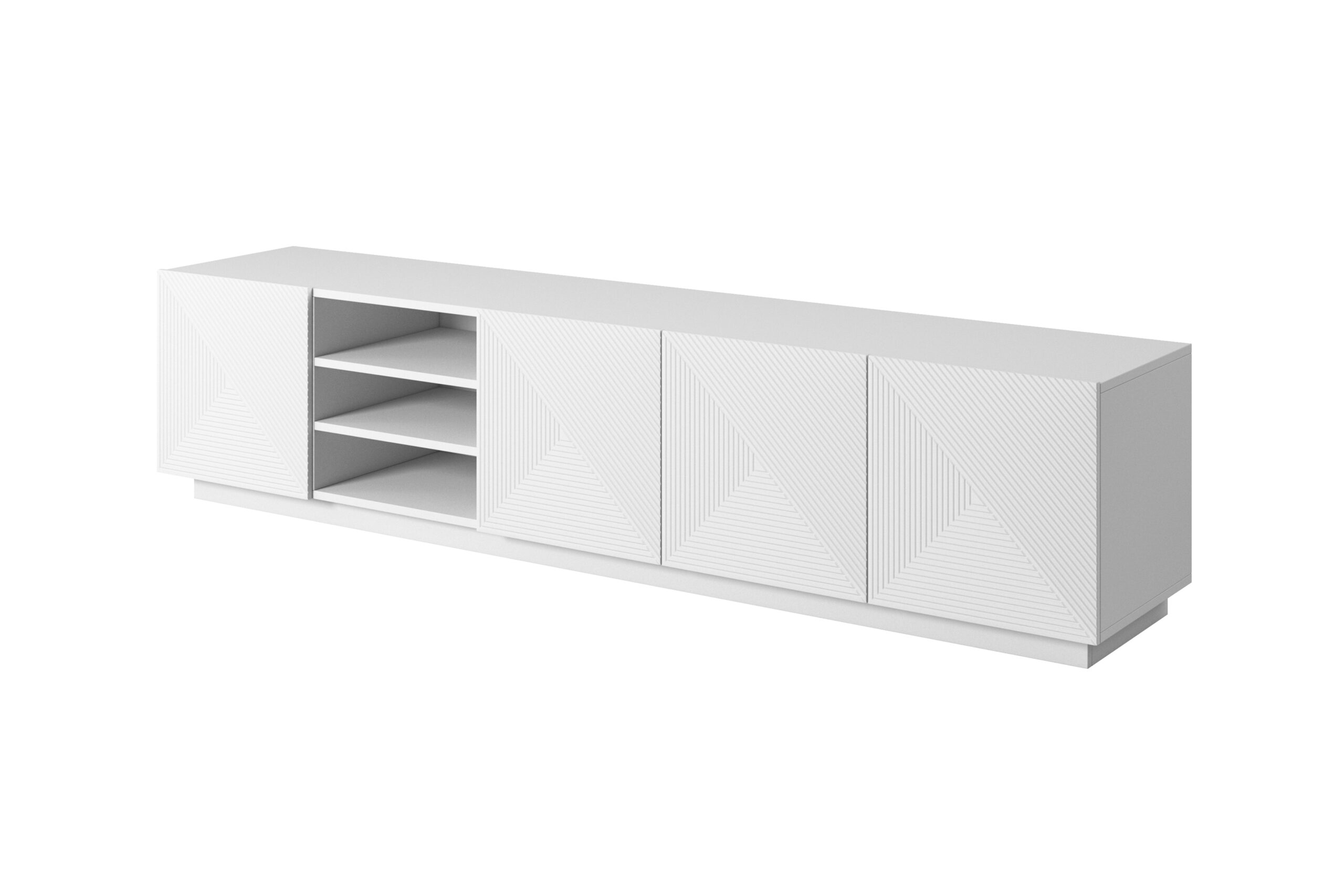 Comodă TV Asha 200 cm cu nișă - alb mat