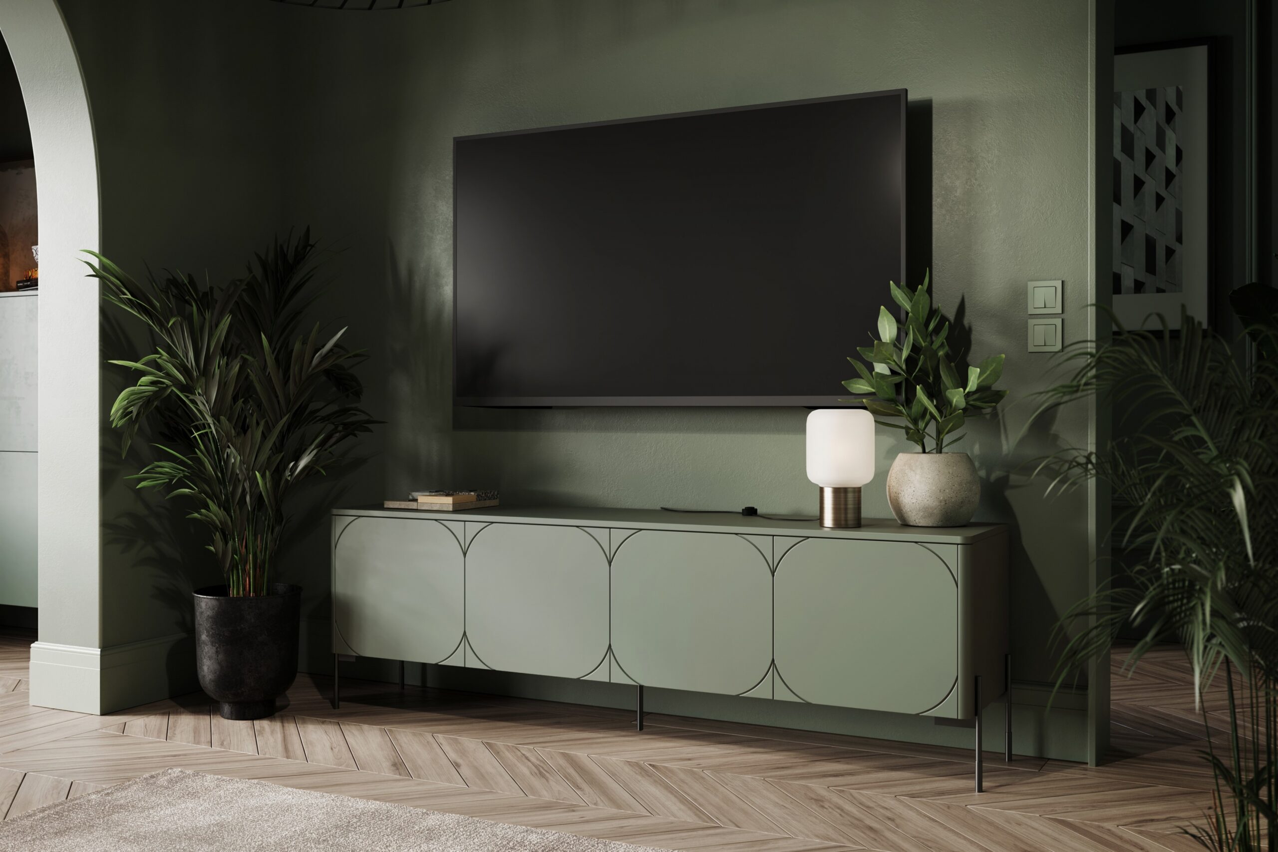 Comodă TV cu un sertar Sonatia 200 - Olive - imagine 5