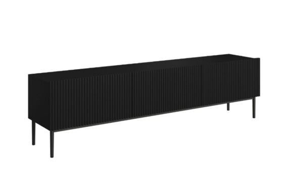 Comodă TV Nicole 200 cm - negru mat / picioare negre