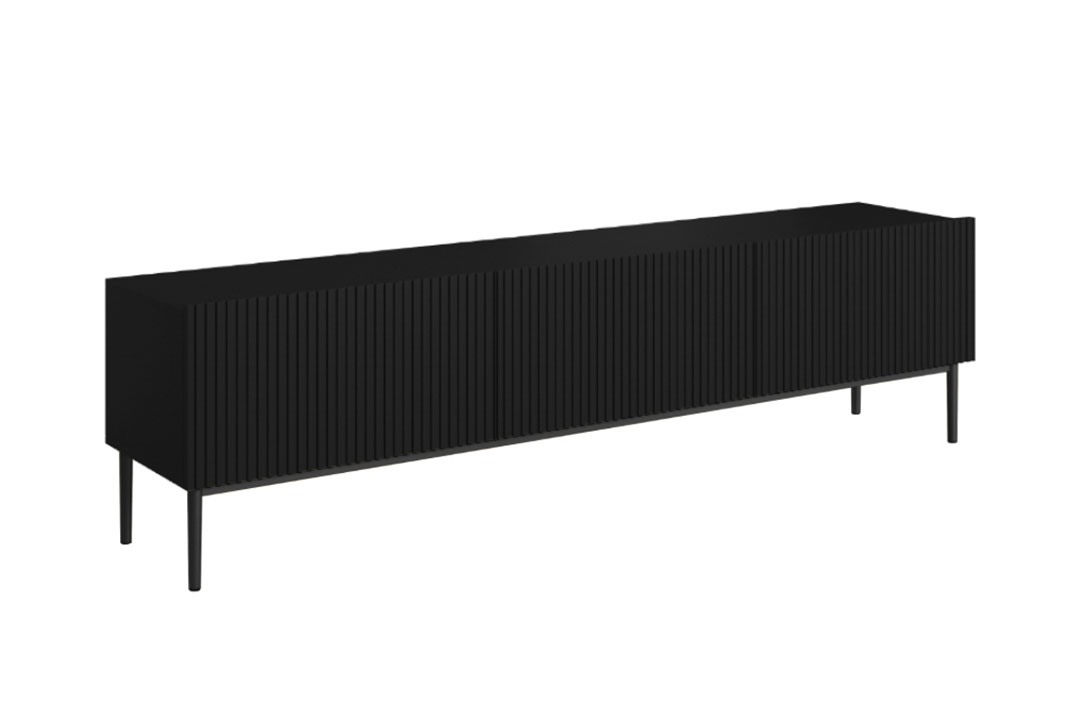 Comodă TV Nicole 200 cm - negru mat / picioare negre