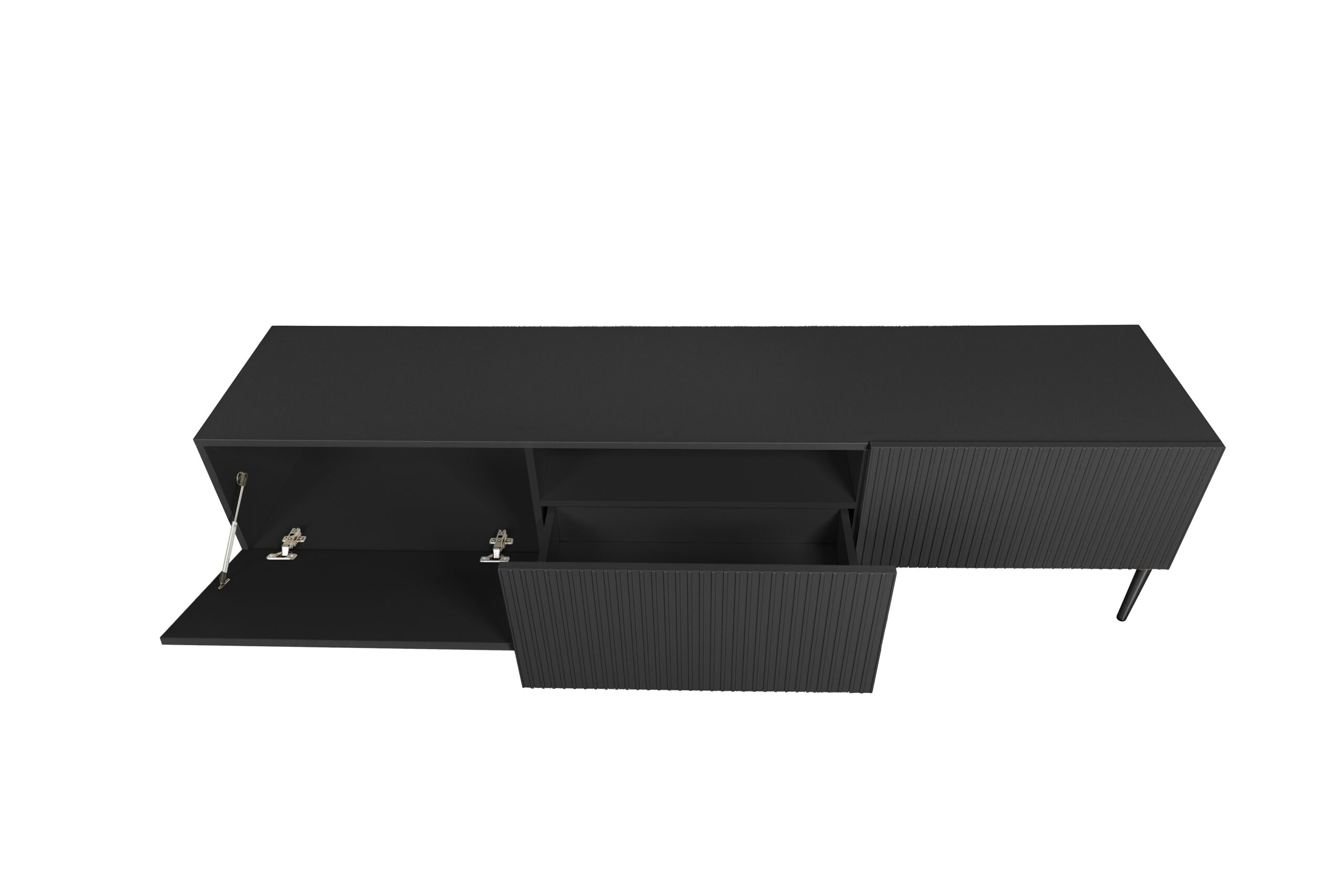 Comodă TV Nicole 200 cm - negru mat / picioare negre - imagine 2
