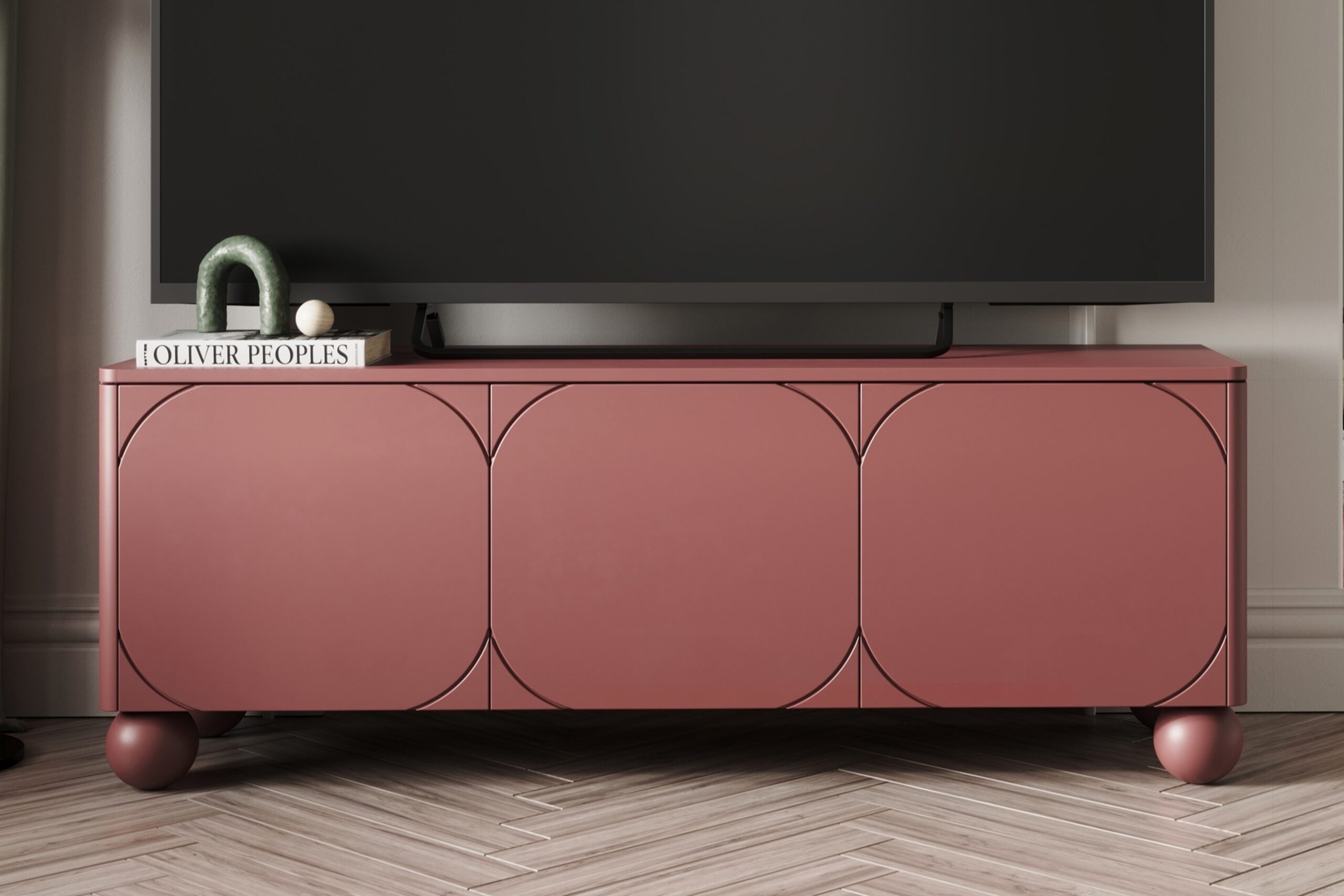 Comodă TV Sonatia II 150 cm pe picioare tip bile - burgundy - imagine 6