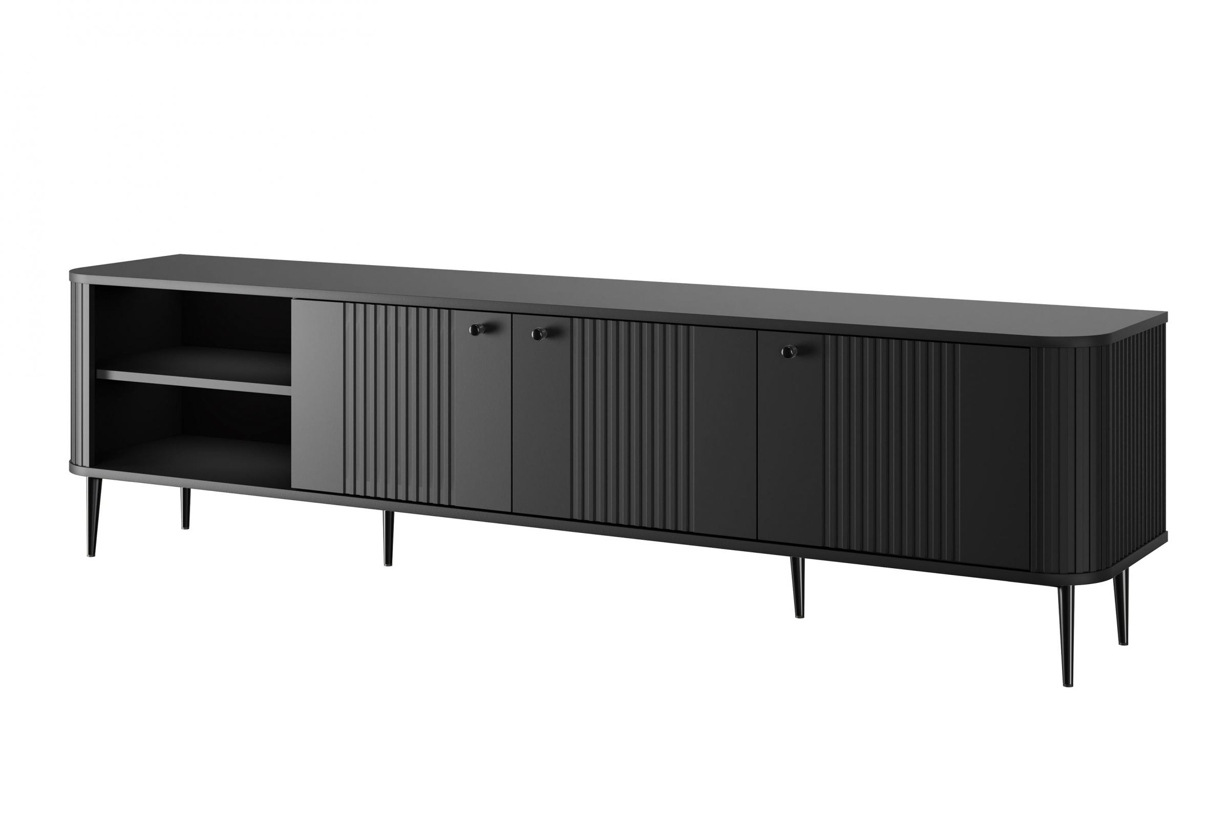 Dulap TV Vesper 3D 187 cm - negru / picioare negre