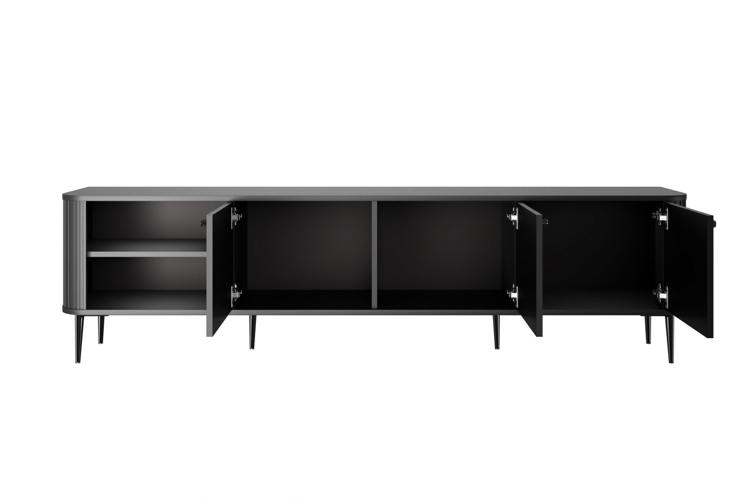 Dulap TV Vesper 3D 187 cm - negru / picioare negre - imagine 4