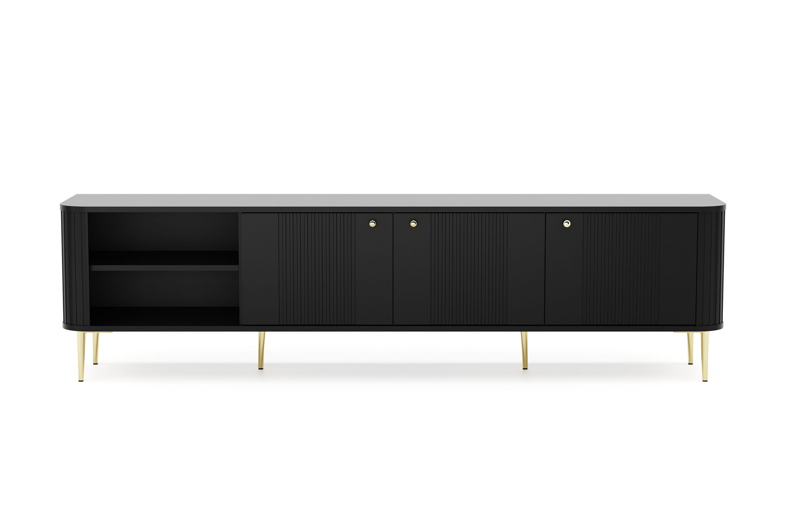 Dulap TV Vesper 3D 187 cm - negru / picioare aurii - imagine 4