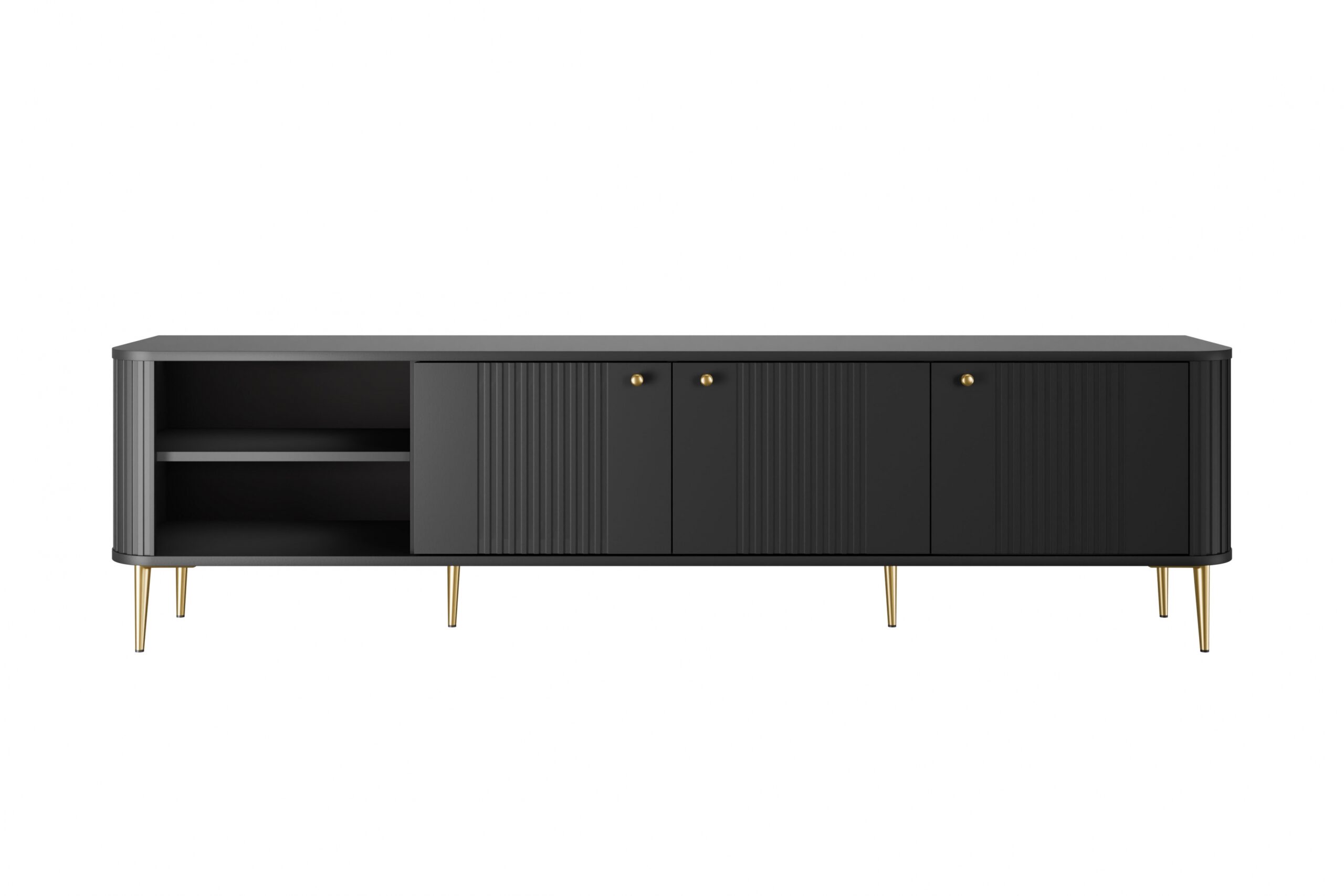 Dulap TV Vesper 3D 187 cm - negru / picioare aurii - imagine 5