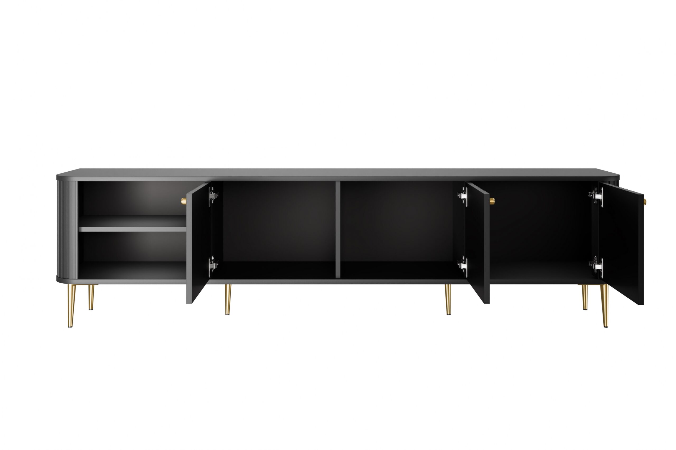 Dulap TV Vesper 3D 187 cm - negru / picioare aurii - imagine 6