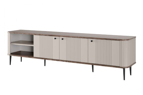 Dulap TV Vesper 3D 187 cm - cașmir / nuc / picioare negre