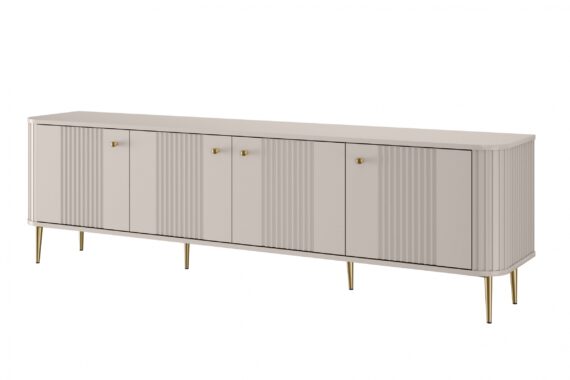 Dulap TV Vesper 4D 187 cm - cașmir / picioare aurii