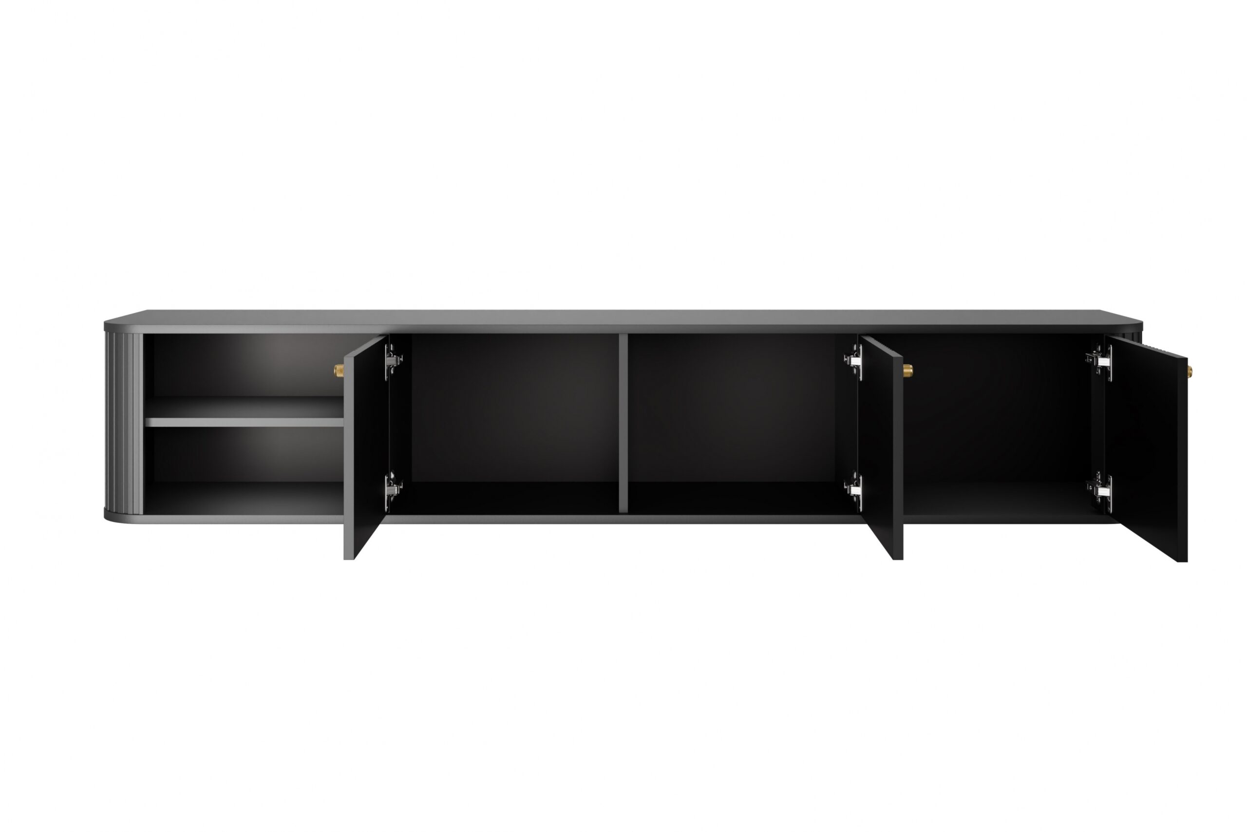 Dulap TV Vesper 3D suspendat 187 cm - negru / mânere aurii - imagine 4