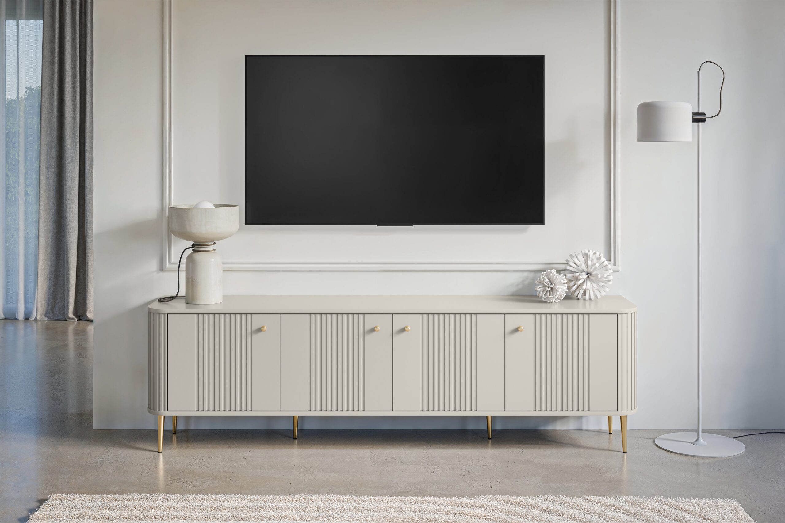 Dulap TV Vesper 4D 187 cm - cașmir / picioare aurii - imagine 4