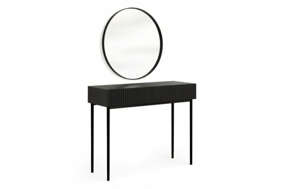 Dressing Table Nicole - Black Mat / Black Legs + Mirror Nicole 80 - Black